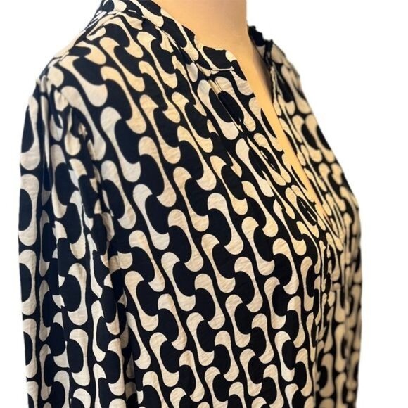 Zara The Paula Dress Black White Graphic Print Mini Ruffle Missing Belt Large - Picture 7 of 10